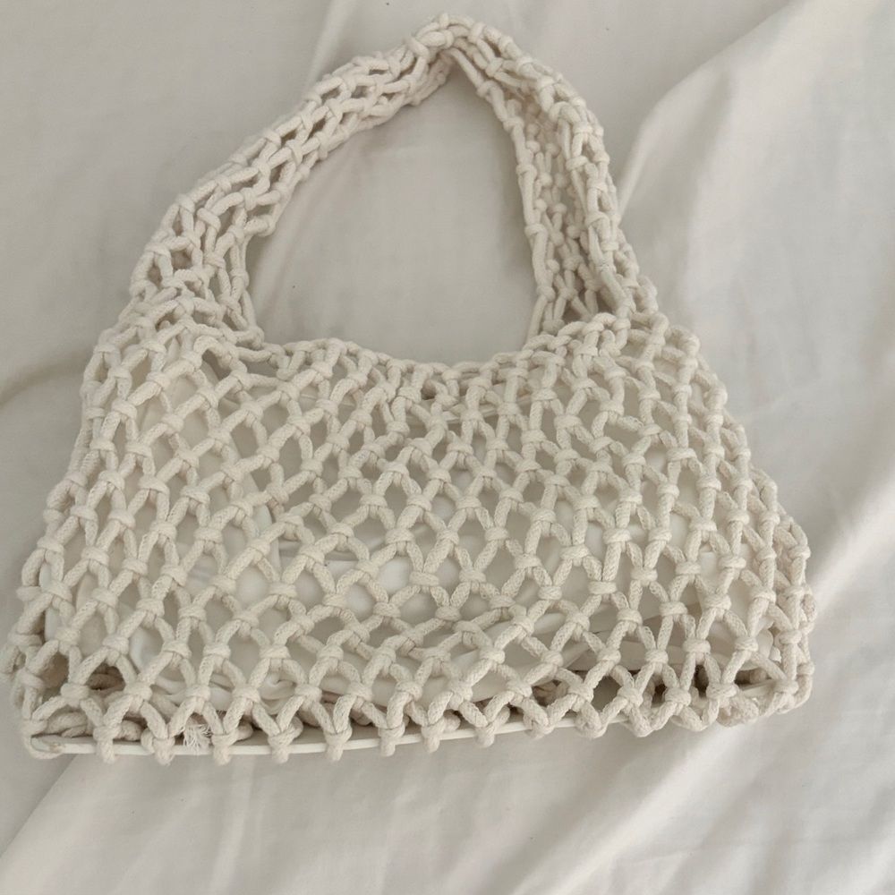 Elegant Cream Knitted Tote Bag